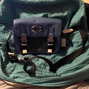 Coach Dual-Tone Blue and Black Messenger Bag